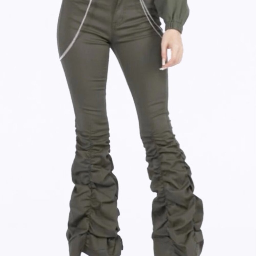 High waist stacked pants